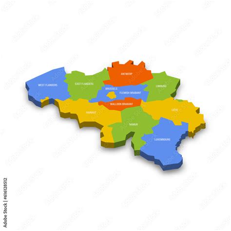belgium political map  administrative divisions provinces colorful