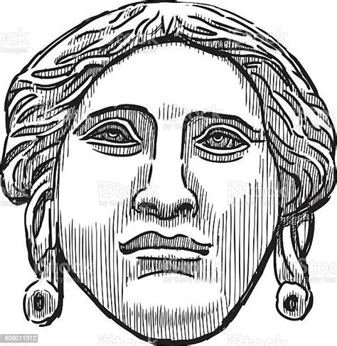 The Ancient Classical Mask Of A Female Face向量圖形及更多人的臉部圖片 人的臉部 人的頭部