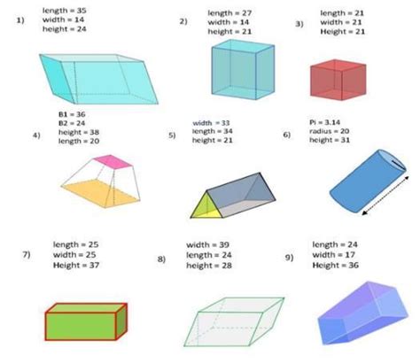 Directions Calculate The Volume Of Each Of The Following Prisms