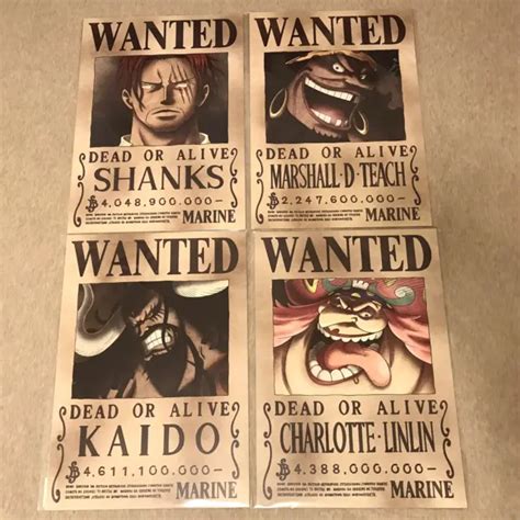 ONE PIECE WANTED Poster MUGIWARA STORE Shanks Marshall D Teach Kaido