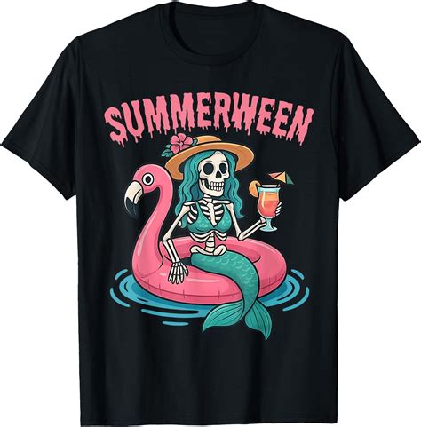 Hot Trending Kiraa Tee With Summerween Mermaid Skeleton Beach Flamingo Girl Unisex S Xl T Shirt