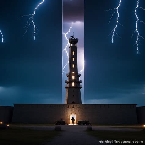 Lightning Strike Military Tower And Tanks Stable Diffusion Online