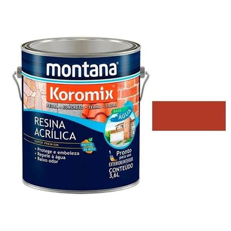 Resina Telhas Concreto Tijolo Base Água 3 6Lt Cerâmica Onix MONTANA