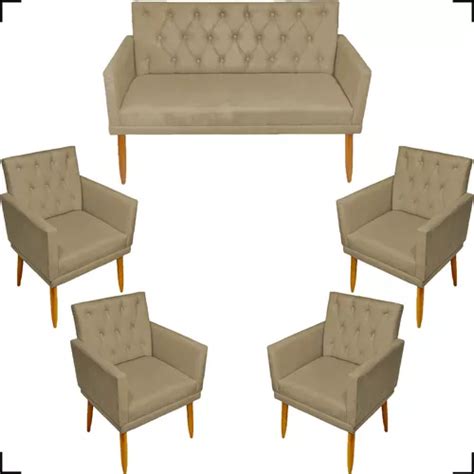 Sofá abatible reforzado de 2 plazas y 2 sillones colores nude diseño de tela de gamuza lisa