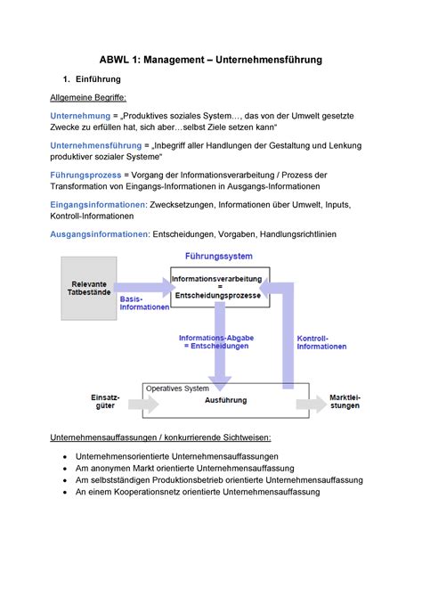 Abwl Zsf Zusammenfassung Abwl Abwl Management Allgemeine