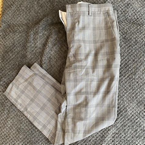 Burton Mens Grey Tartan Suit Trousers Size 34r Depop