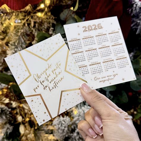 Postal Calendário 2026 Estrelas Hot Stamping Coleção Natal Luli Paper