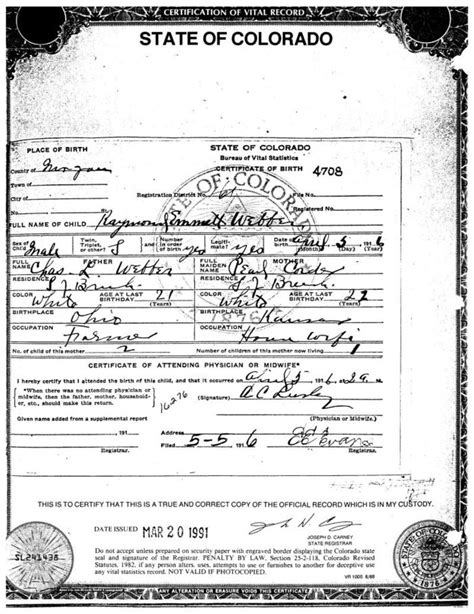 Colorado County Birth Certificates