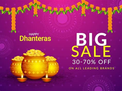 Premium Vector Big Sale For Dhanteras Festival With 30 70 Discount