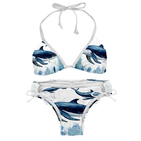 Whale Detachable Sponge Adjustable Strap Two Pack Bikini Set Swimsuits For Women Swimming Suit