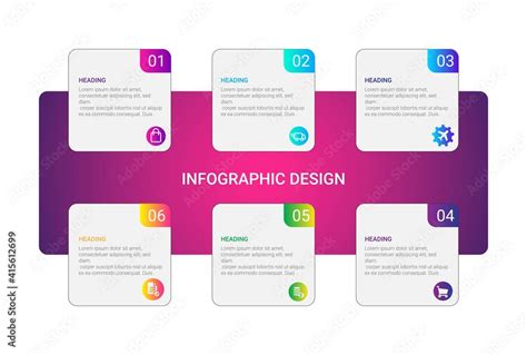 six-step infographic, graph template for business or presentation. 6 ...