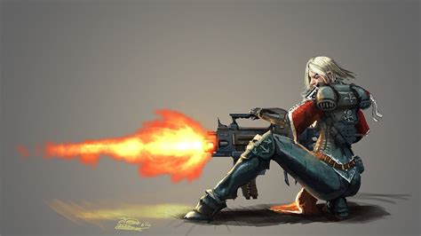 Sister Of Battle Heavy Bolter By Lordhannu On Deviantart Warhammer