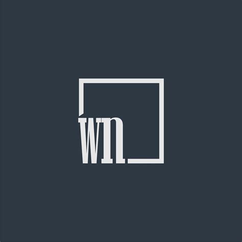logotipo de monograma inicial de wn con diseño de estilo rectangular ...