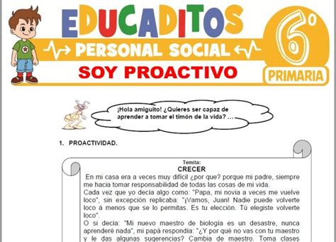 Soy Proactivo Para Sexto De Primaria Educaditos