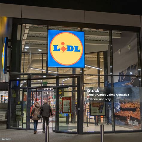 Lidl Store Front And Entrance With Its Distinctive Trademark Sign At