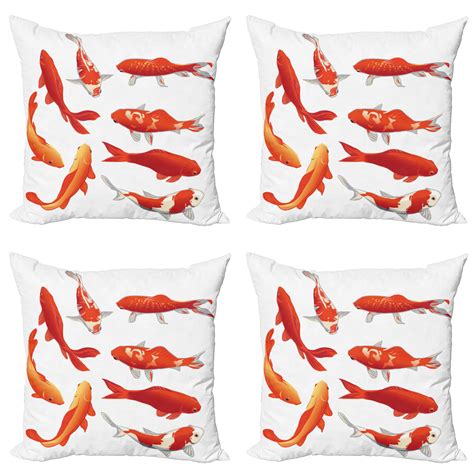 Koi Fish Throw Pillow Cushion Case Pack Of 4 Koi Fish Band Chinese