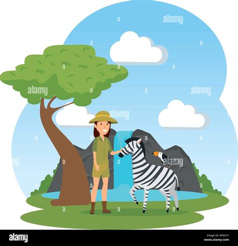 woman worker of zoo character vector illustration design Stock Vector