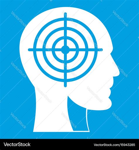 Crosshair In Human Head Icon White Royalty Free Vector Image