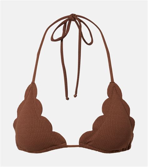 Broadway Scalloped Bikini Top In Brown Marysia Mytheresa