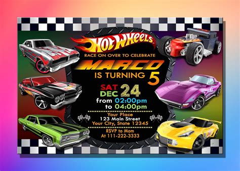 Hot Wheels Invitation Birthday Invitation Ideas Digital Etsy