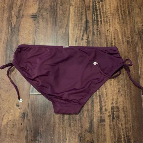 Anne Cole Swim Anne Cole Burgundy Side Tie Bikini Bottoms Sz L