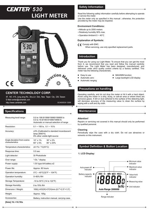 CENTER 530 INSTRUCTION MANUAL Pdf Download | ManualsLib