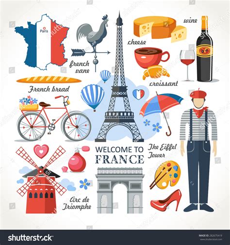 Welcome France Romance Set Stock Vector (Royalty Free) 282675419