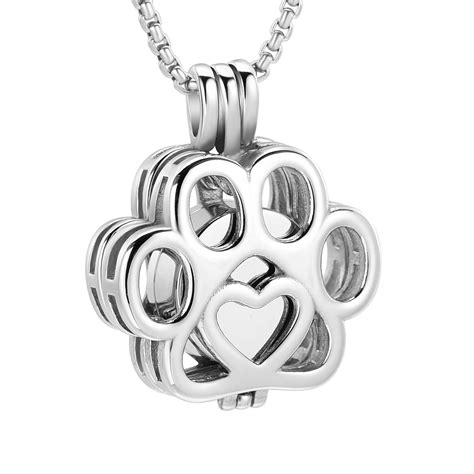 Paw Print Urn Pendant Silver