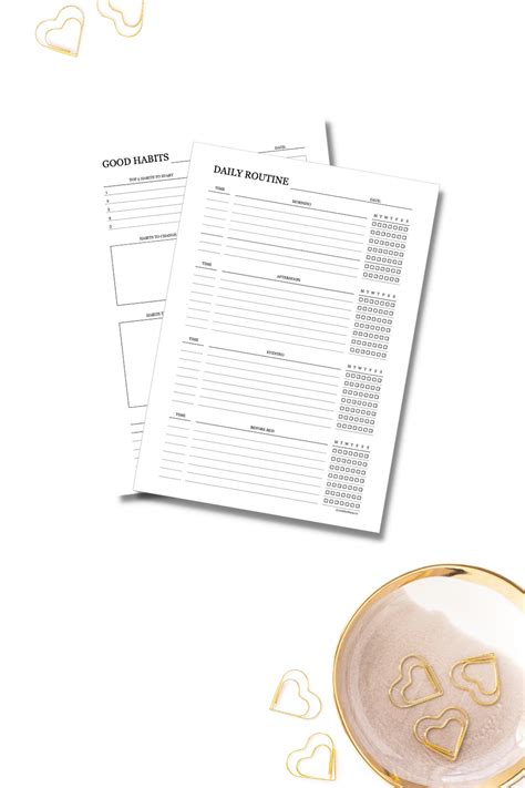 daily routine printable template black white   busy store