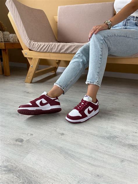 Купить Кроссовки Nike Dunk Low Bordo Кожаные Женские Мужские Данки ...