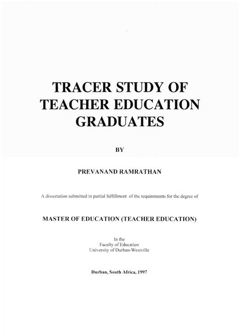tracer study of teacher education graduates - ResearchSpace