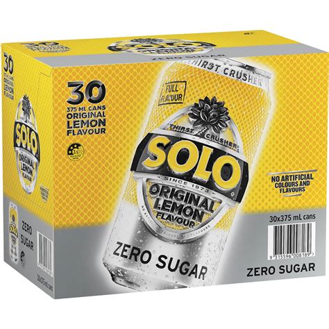 Solo Thirst Crusher Original Lemon Soft Drink Cans Multipack 375ml X 30