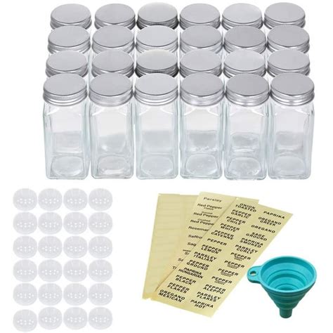 Nex 24 Glass Spice Jars Bottles 4 Oz Spice Containers Set