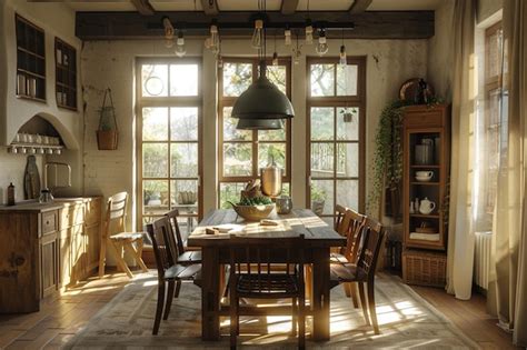 Rustic Farmhouse Dining Spaces Octane Render K U Premium AI Generated