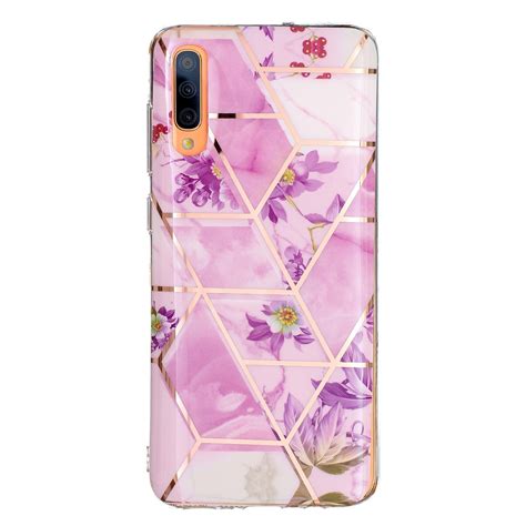 For Samsung Galaxy A50 Flat Plating Splicing Gilding Protective Case