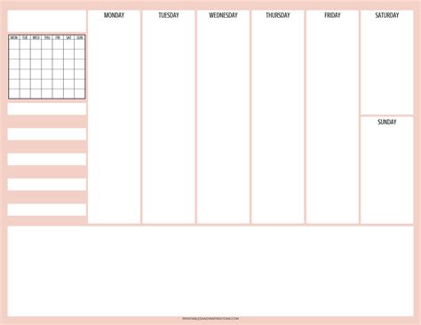 План на месяц шаблон распечатать