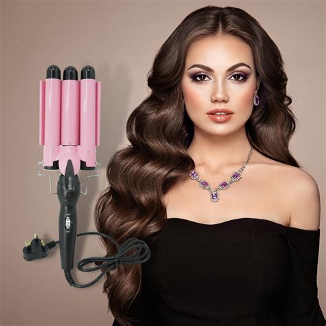 Triple Barrel Hair Curling Iron Wand جهاز تجعيد الشعر ثلاثية الأسطوانات Oesisgcc