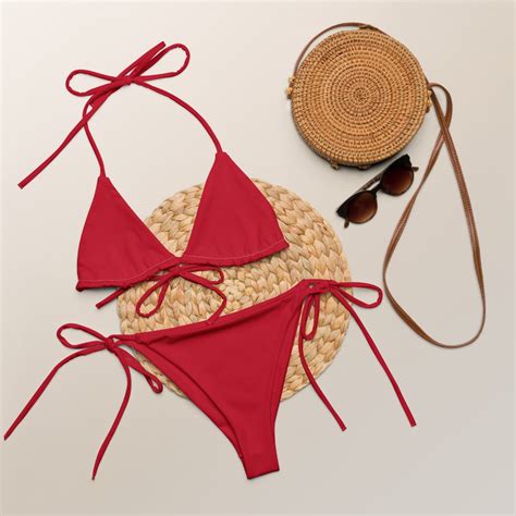 RED BIKINI Red String Bikini Red Tie Bikini Padded Etsy