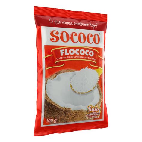 Coco Ralado Sococo 100g Desidratado Em Flocos Flococo Pacote