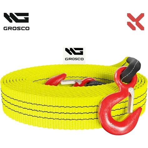 Буксировочный трос Grosco 20т, 3м, крюк/крюк, для буксировки авто до 10 ...