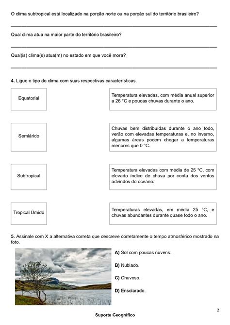 Questões Sobre Clima - PROVA SOBRE CLIMA, RELEVO, VEGETAÇÃO E HIDROGRAFIA