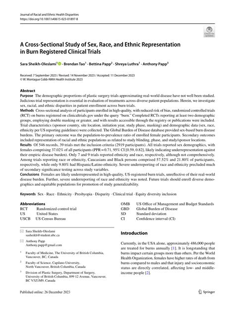 PDF A CrossSectional Study Of Sex Race And Ethnic Representation