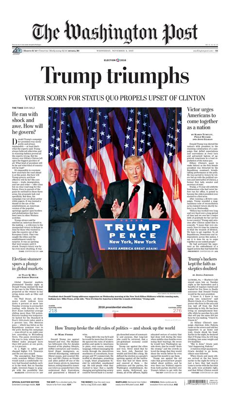 ‘Trump triumphs’: Today’s front page - The Washington Post