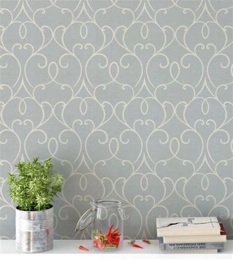 Papel de parede fundo cinza e detalhes arabescos na cor nude Padrões de parede Arabesco