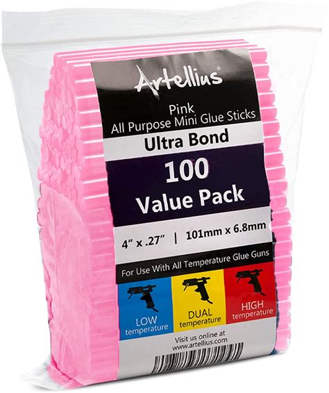 Artellius Pack Pink Hot Melt Mini Glue Gun Sticks For Diy Art Craft Repair Bonding Walmart