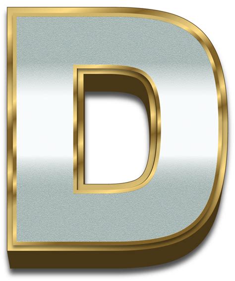 3d Gold Silver Gradient Alphabet Letter D 34097673 Png