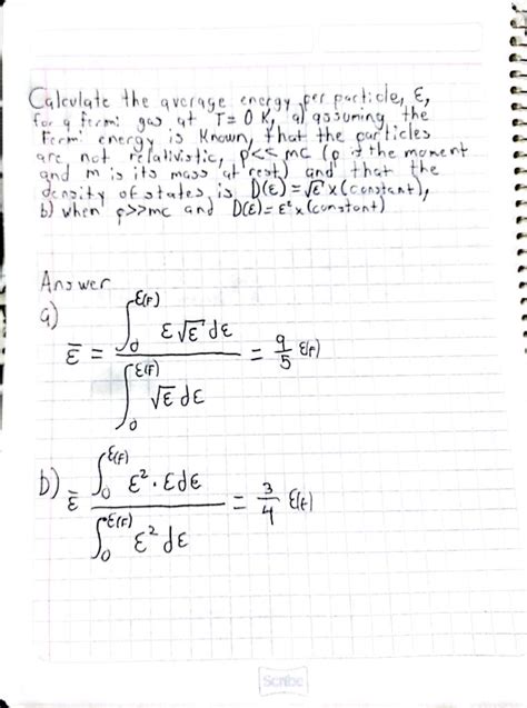 Solved For Calculate The Average Energy Per Particle E Chegg