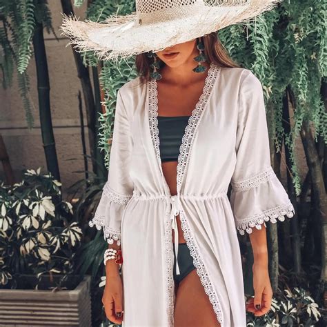 Cover Ups Summer Women Beach Wear White Cotton Tunic Dress Bikini Bath Sarong Wrap Skirt