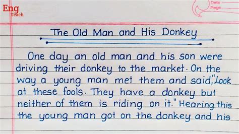 Moral Story The Old Man And His Donkey Story Writing Story