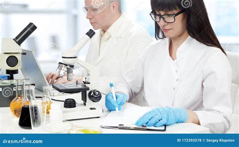 Two Laboratory Assistants Work In A Medical Laboratory Stock Photo